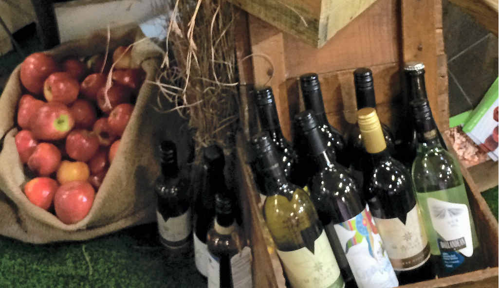 Fresh apples and wines were among the produce on display in the Southern Downs section of the Regional Harvest at the Ekka.